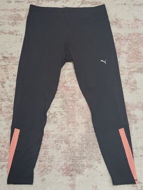 Puma Black High Waist Leggings with Pink Accent - XL